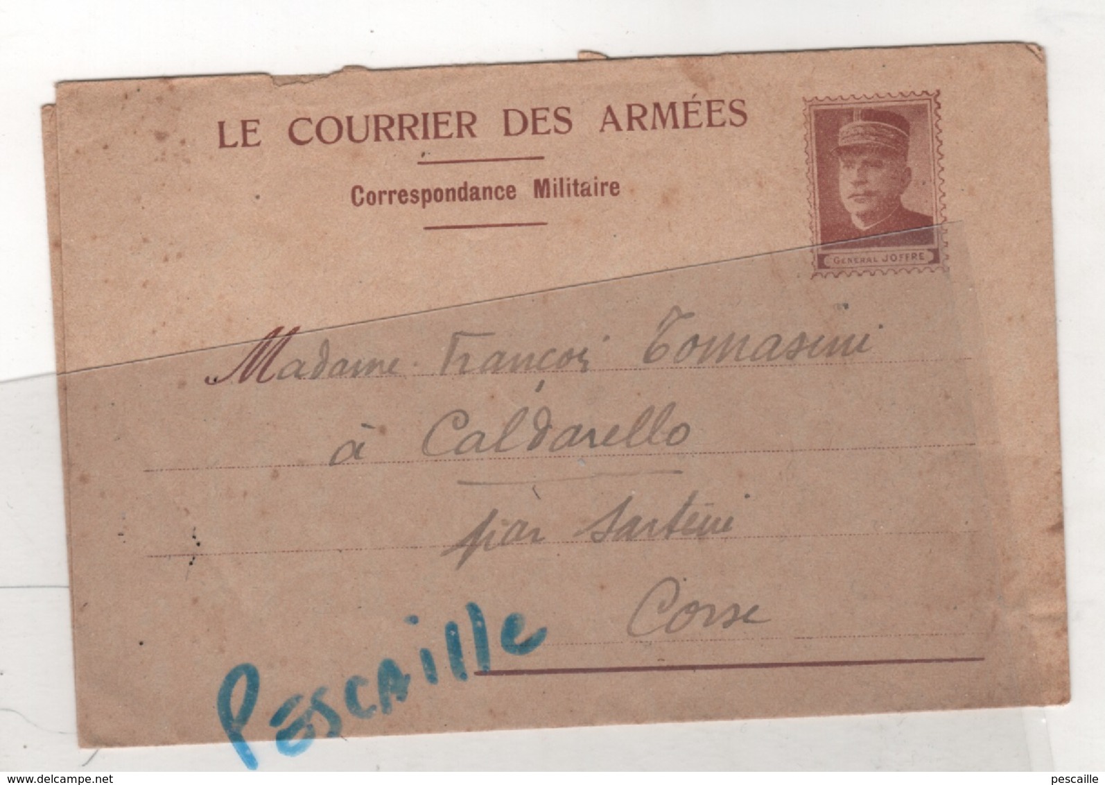 LETTRE DE CORFOU VERS CALDARELLO CORSE DATEE DE 1917 - LE COURRIER DES ARMEES CORRESPONDANCE MILITAIRE - GENERAL JOFFRE - Guerra De 1914-18