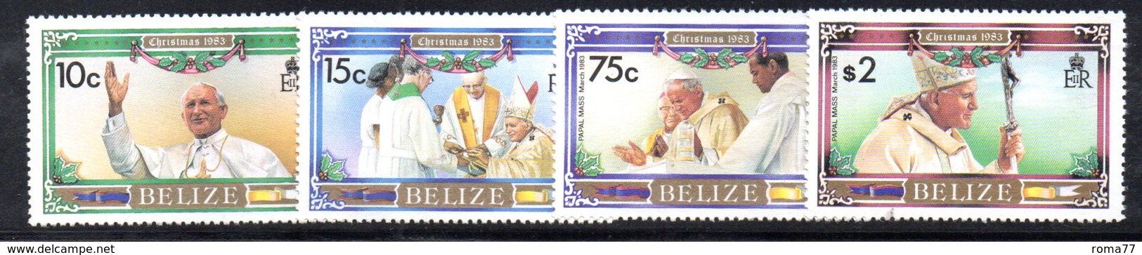 CI1212 - BELIZE 1983 , Serie Yvert N. 654/657  *** MNH  (2380A) Natale Christmas Giovanni Paolo II - Natale