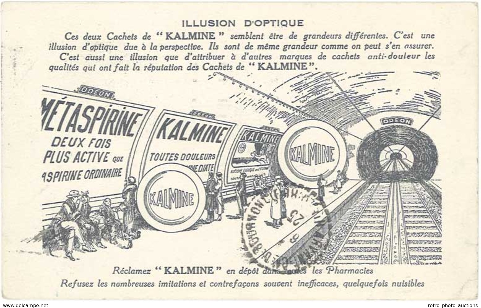 LD Cachet De «  Kalmine « , Illusion D’optique ( Ligne De Métro ) - Publicité