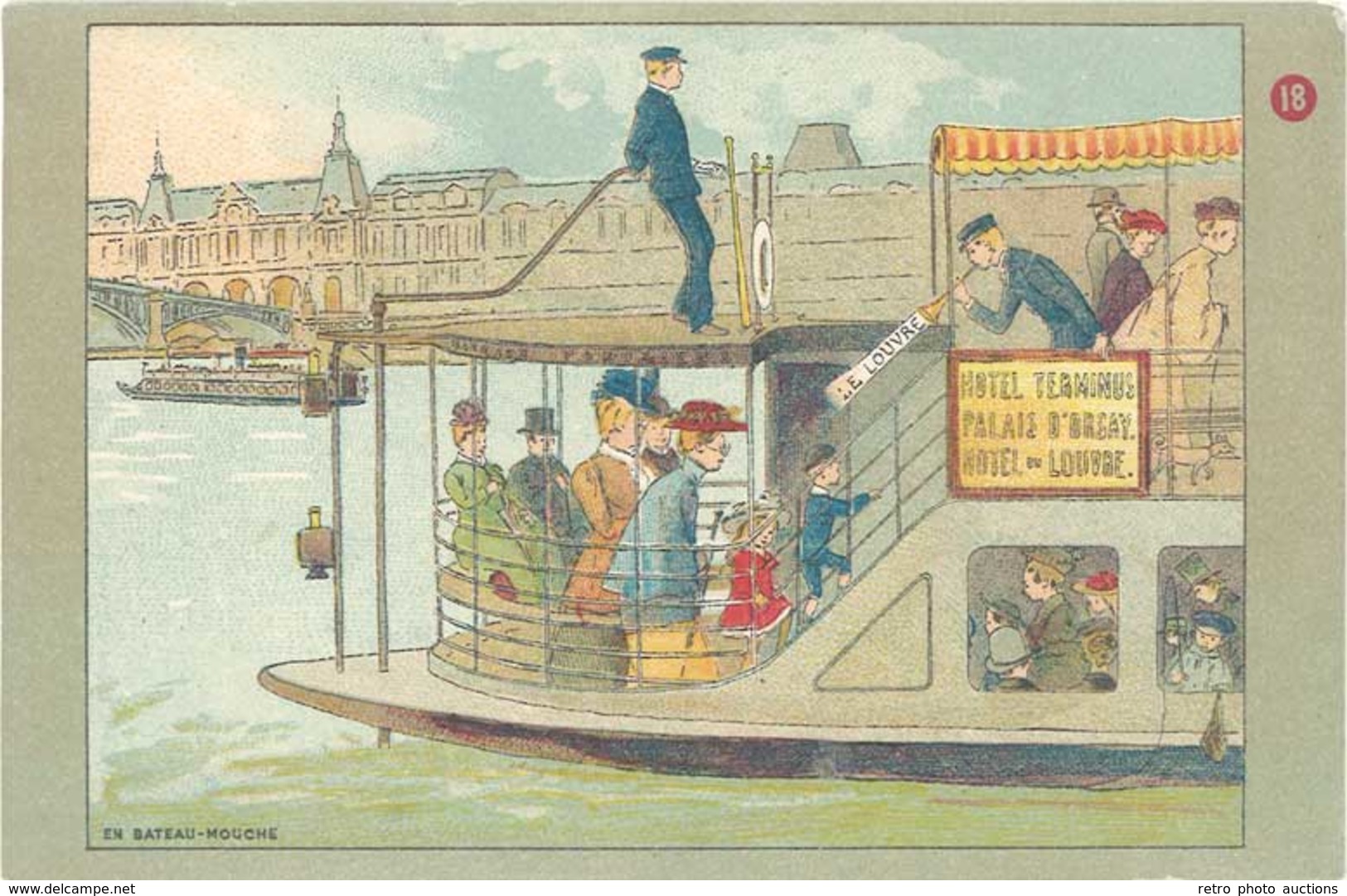 B Aux Grands Magasins Du Louvre, En Bateau-mouche - Publicité