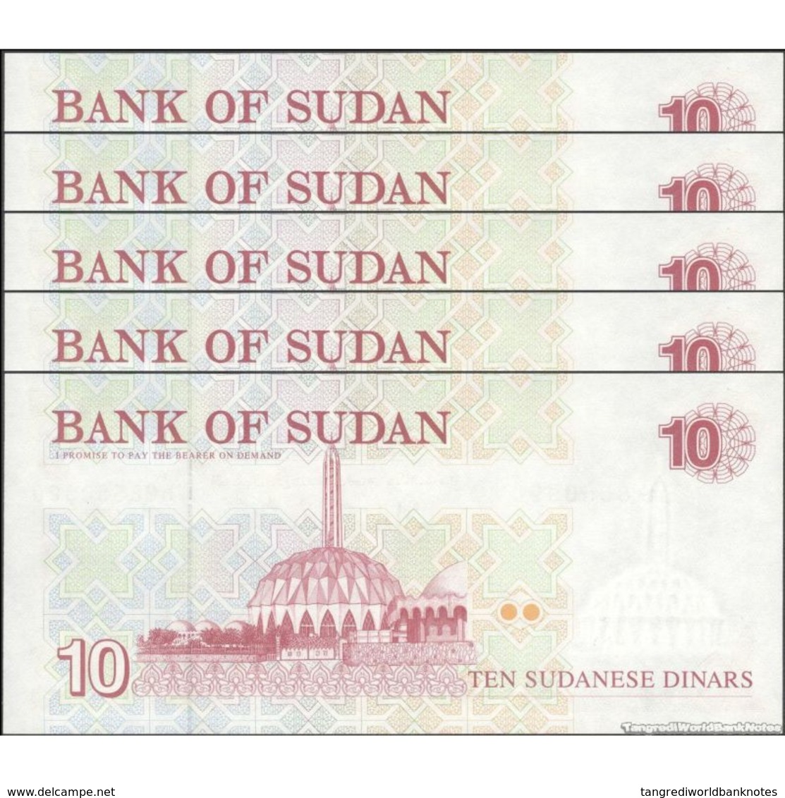 TWN - SUDAN 52a - 10 Pounds 1992 DEALERS LOT X 5 - Prefix HG UNC - Sudan