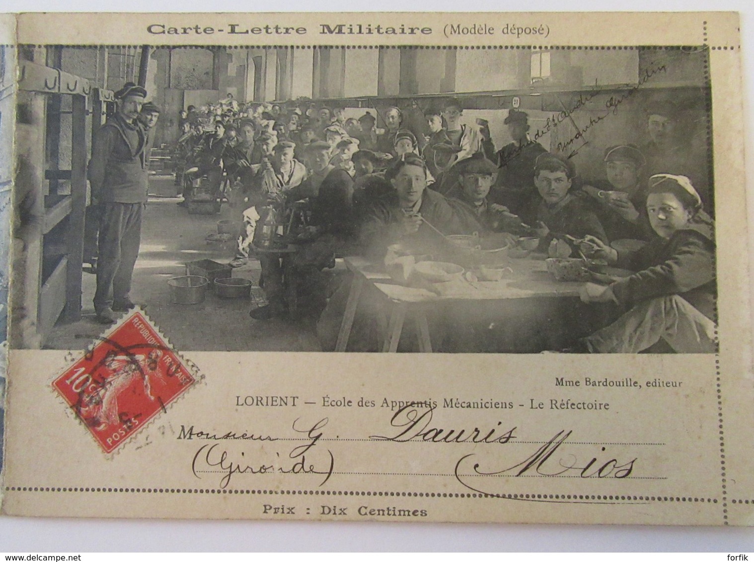 Lorient - Carte-lettre Militaire Double - Ecole Des Apprentis Mécaniciens - Multivue - Carte Animée Circulée En 1912 - Barracks