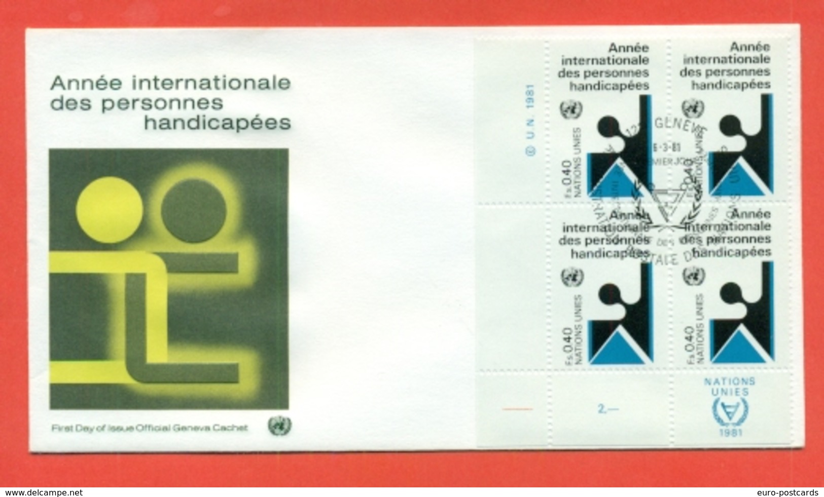 ONU  - GINEVRA -ANNO INTERNAZIONALE MINORATI-  1981- FDC - FDC