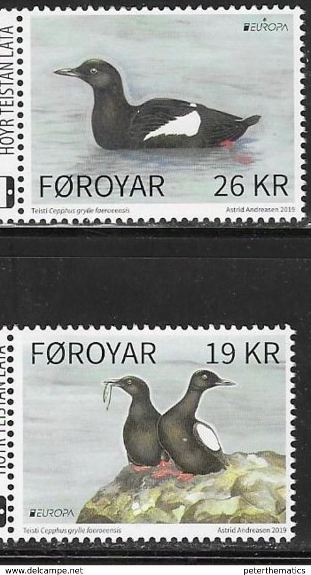 FAROES, 2019, MNH, BIRDS, EUROPA 2019,  2v - 2019