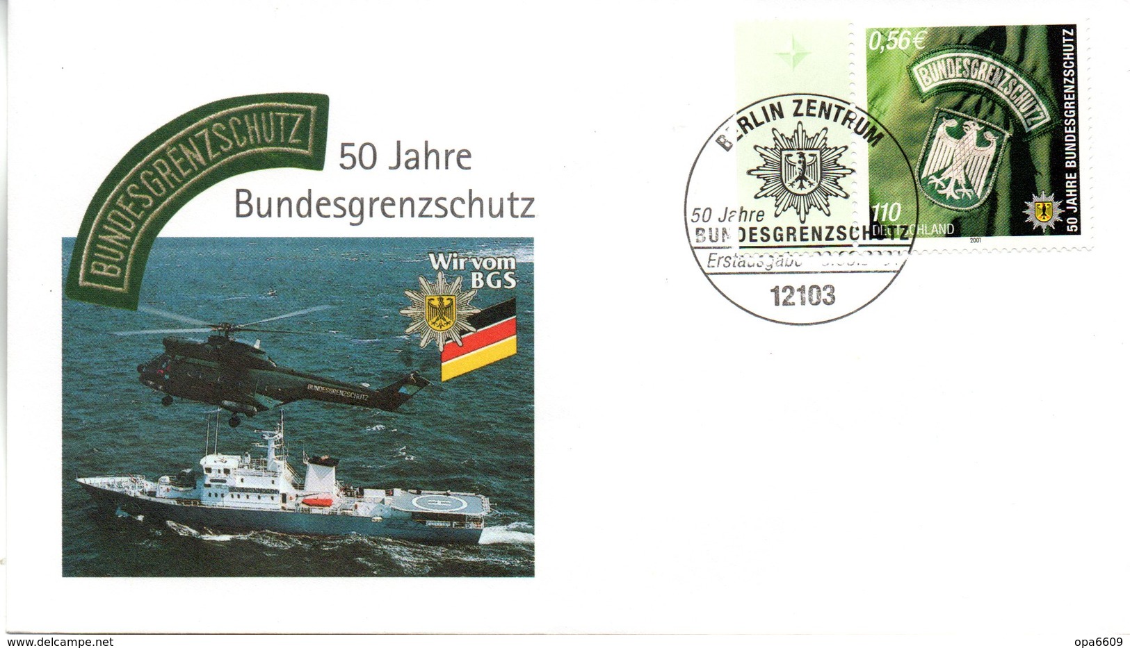 BRD Schmuck-FDC "50 Jahre Bundesgrenzschutz", Mi. 2175 ESSt 8..3.2001 BERLIN ZENTRUM - Altri & Non Classificati