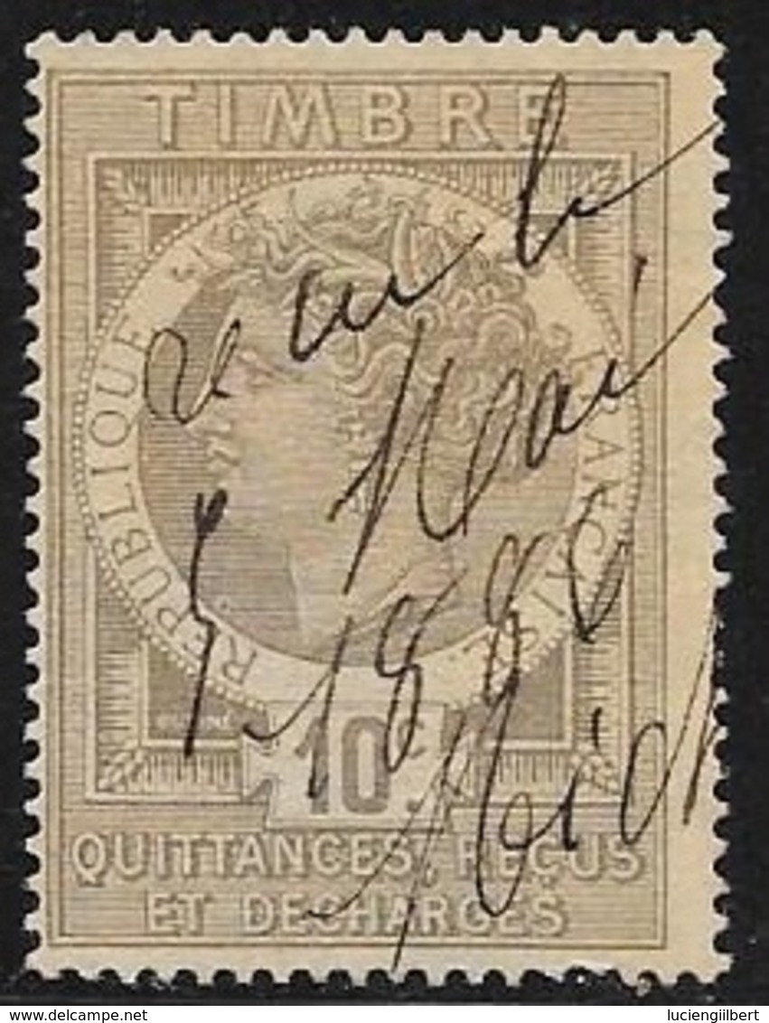 TIMBRE  QUITANCE  N° 6  -  TYPE MONNAIE SYRACUSAINE  -  10C  GRIS  -  OBLITERE - Zegels