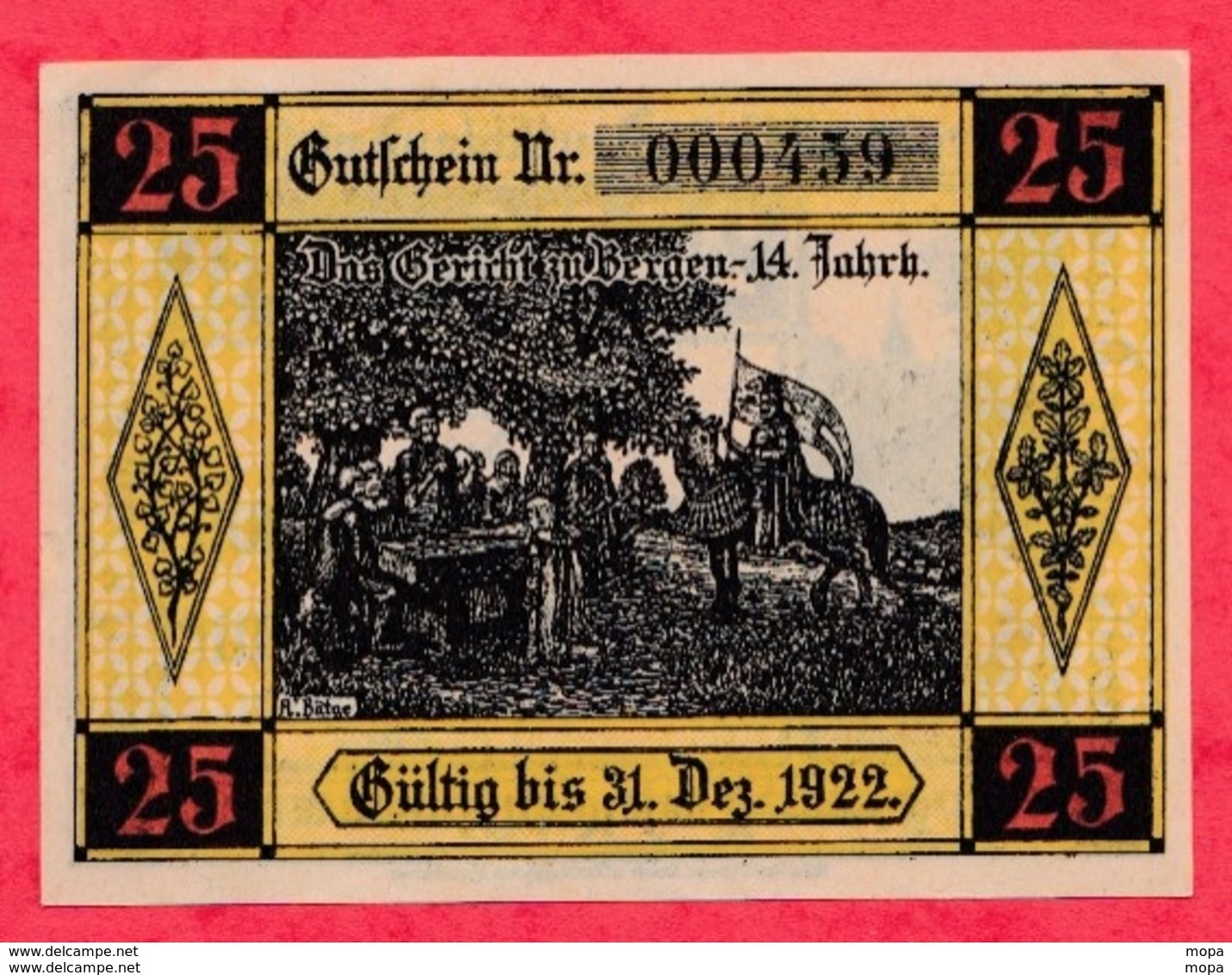 Allemagne 1 Notgeld De 25 Pfenning Stadt Bergen An Der Dumme Dans L 'état  N °3823 - Collections