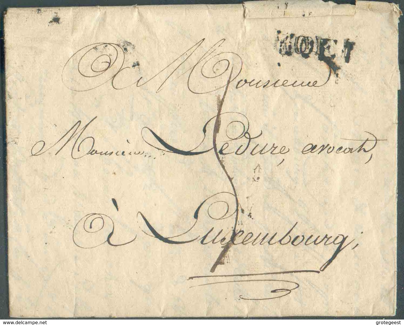 LAC De HOEI (HUY) Le 22 Août 1822 Vers Luxembourg. Port De '5' Décimes. TB Destination - 13897 - 1815-1830 (Holländische Periode)