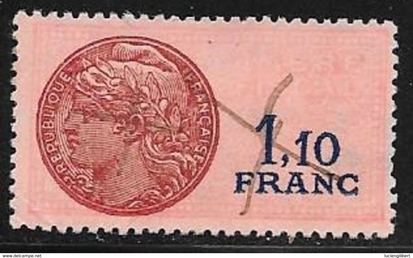 TIMBRE FISCAL N° 120  -  1 F 10 BLEU SUR ROUGE  -  MEDAILLON DAUSSY ETOILE  -  OBLITERE - Timbres