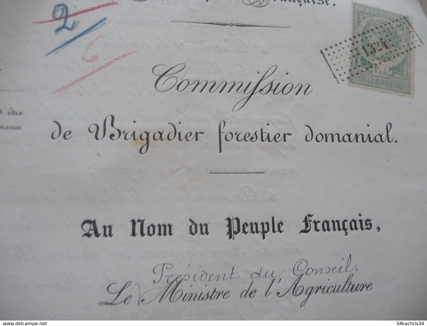 Nomination Brigadier Forestier Domanial Pontier Lozère 1898 Agriculture Direction Des Forêts - Documents Historiques