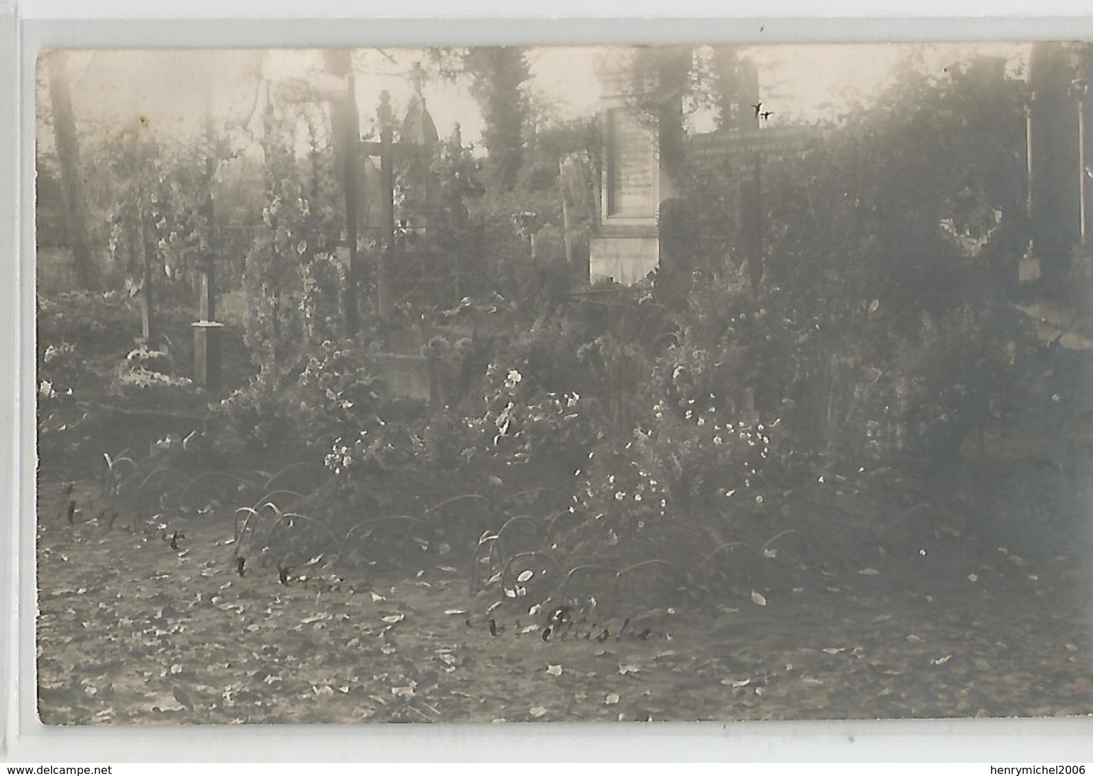 Carte Photo Guerre 1914 Cimetière Soldat Nommé Tombé A L'ennemi A Jeugny Aube 10 - Cimiteri Militari