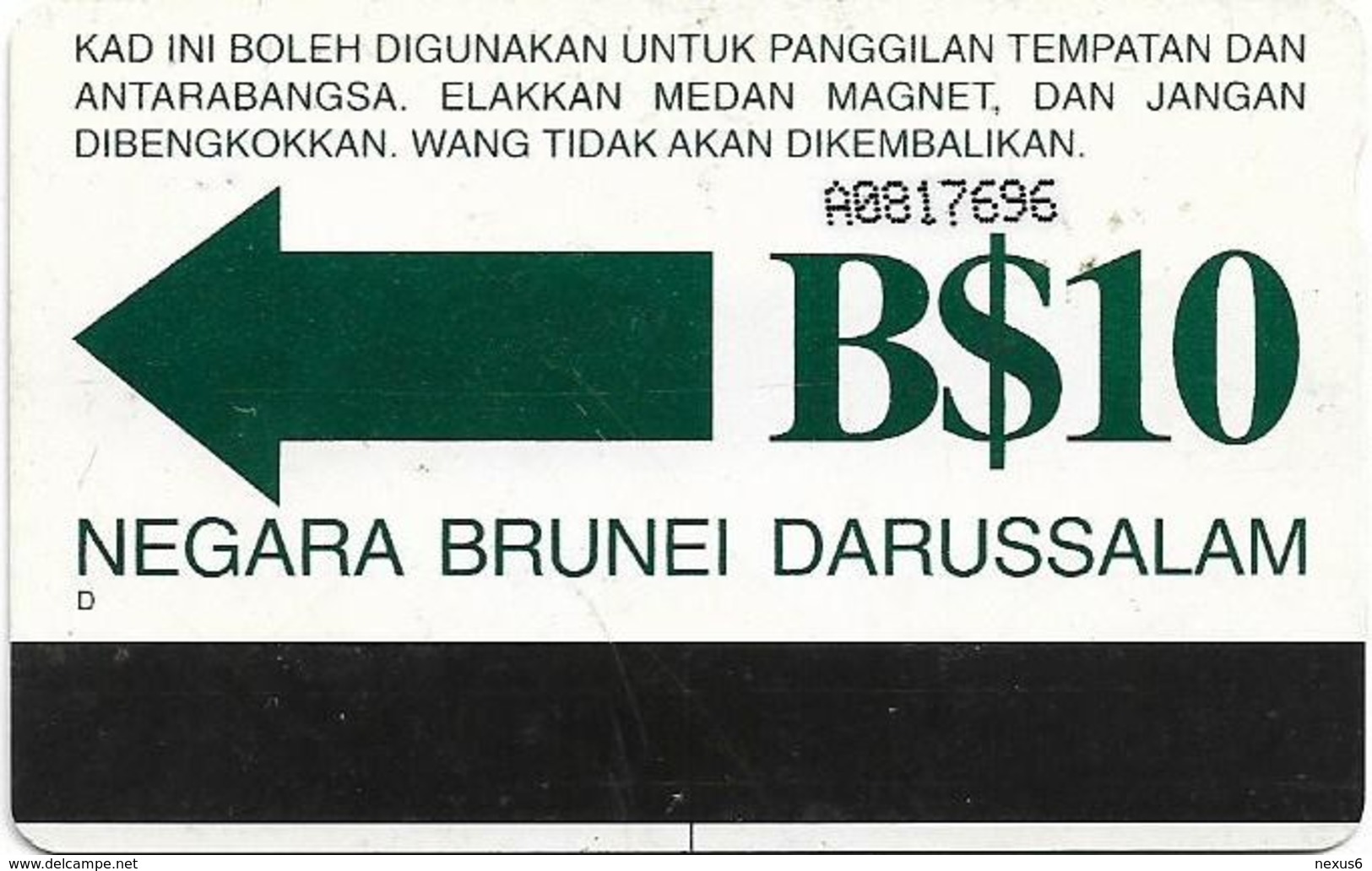 Brunei - JTB - Autelca - Call Through IDD, 1994, 10B$, Used - Brunei