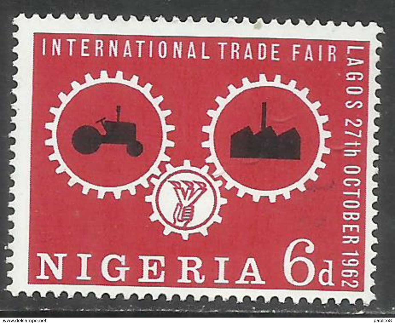 NIGERIA 1962 INTERNATIONAL TRADE FAIR LAGOS "Wheels Of Industry." 6d MNH - Nigeria (1961-...)