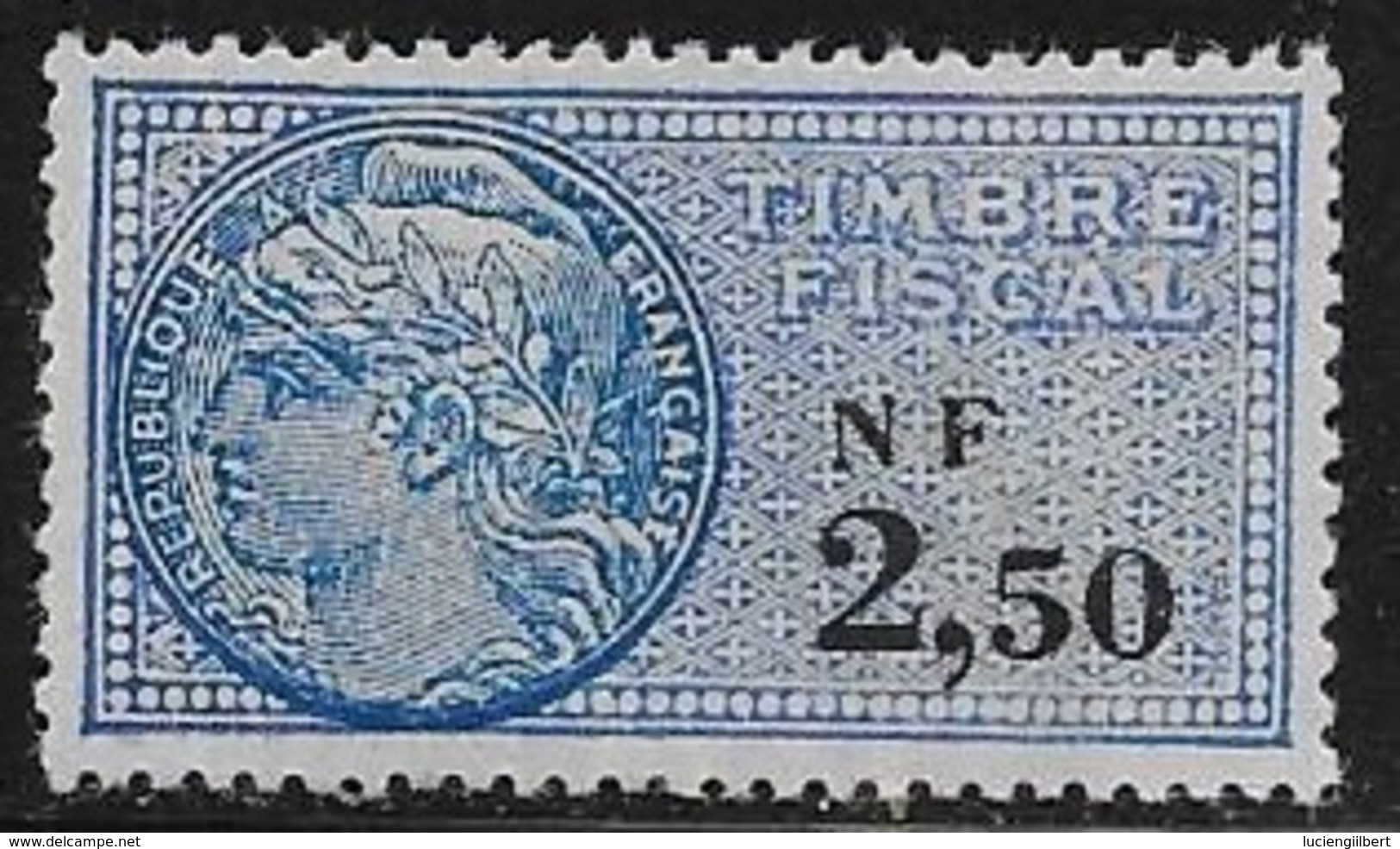 TIMBRE FISCAL N° 337**  -   2,50  NOIR   SUR Bleu   -  MEDAILLON DE DAUSSY  FOND ETOILE  -   NEUF - Timbres