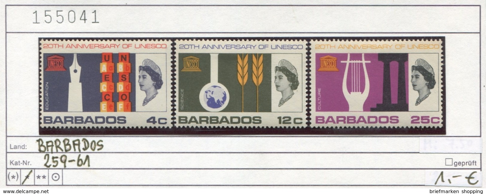 Barbados - 259-261 - * Falz/charn. - Barbados (1966-...)