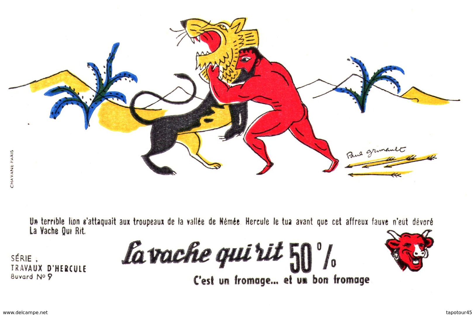 Fr VR ) Buvard Fromage La Vache Qui Rit  Les Travaux D Hercule  Illustrateur "Grimault"   (N= 9) - Produits Laitiers