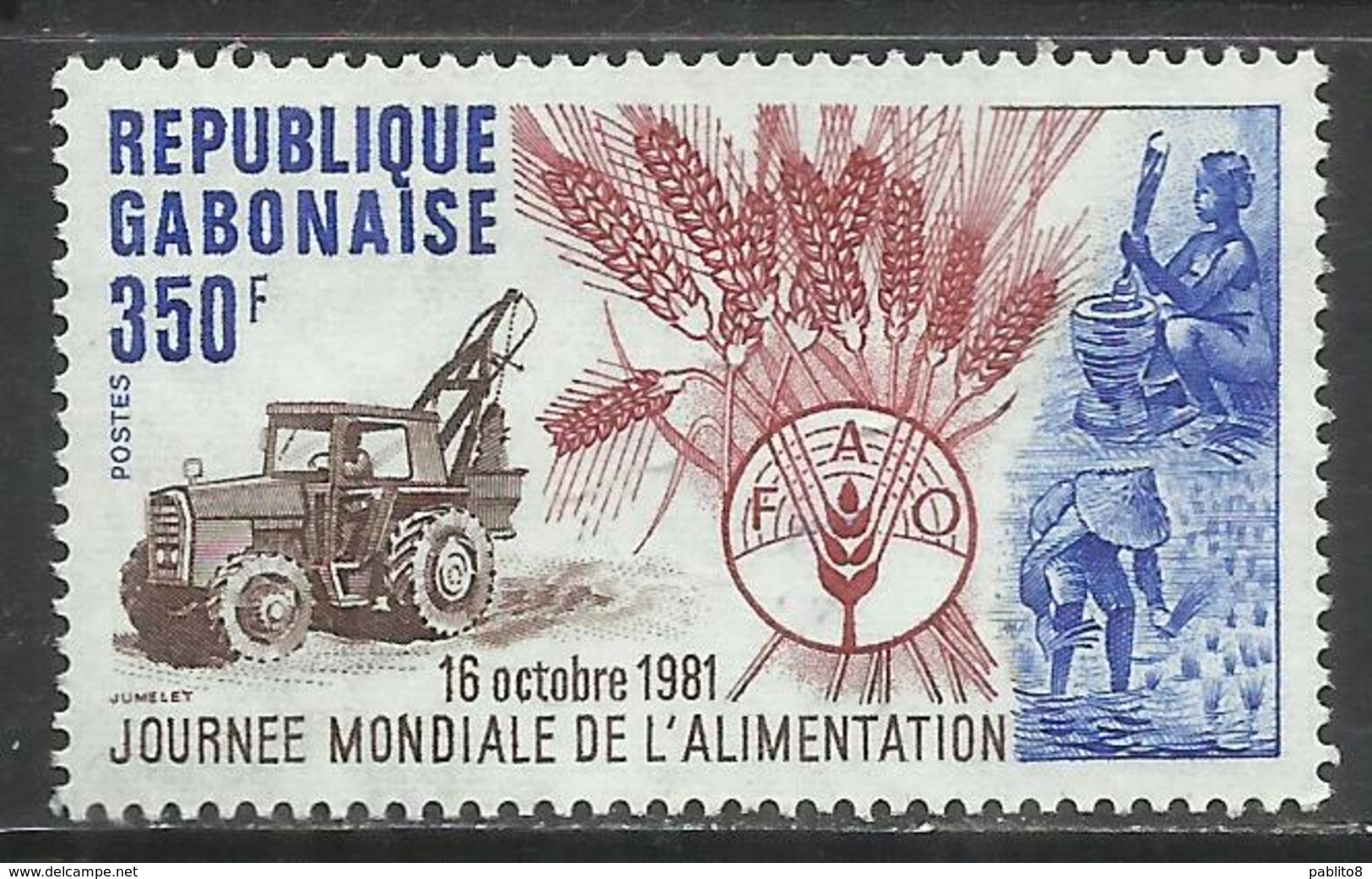 GABON GABONAISE GABOON GABUN 1981 WORLD FOOD DAY JOURNEE MONDIALE DE L'ALIMENTATION 350f MNH - Gabon (1960-...)