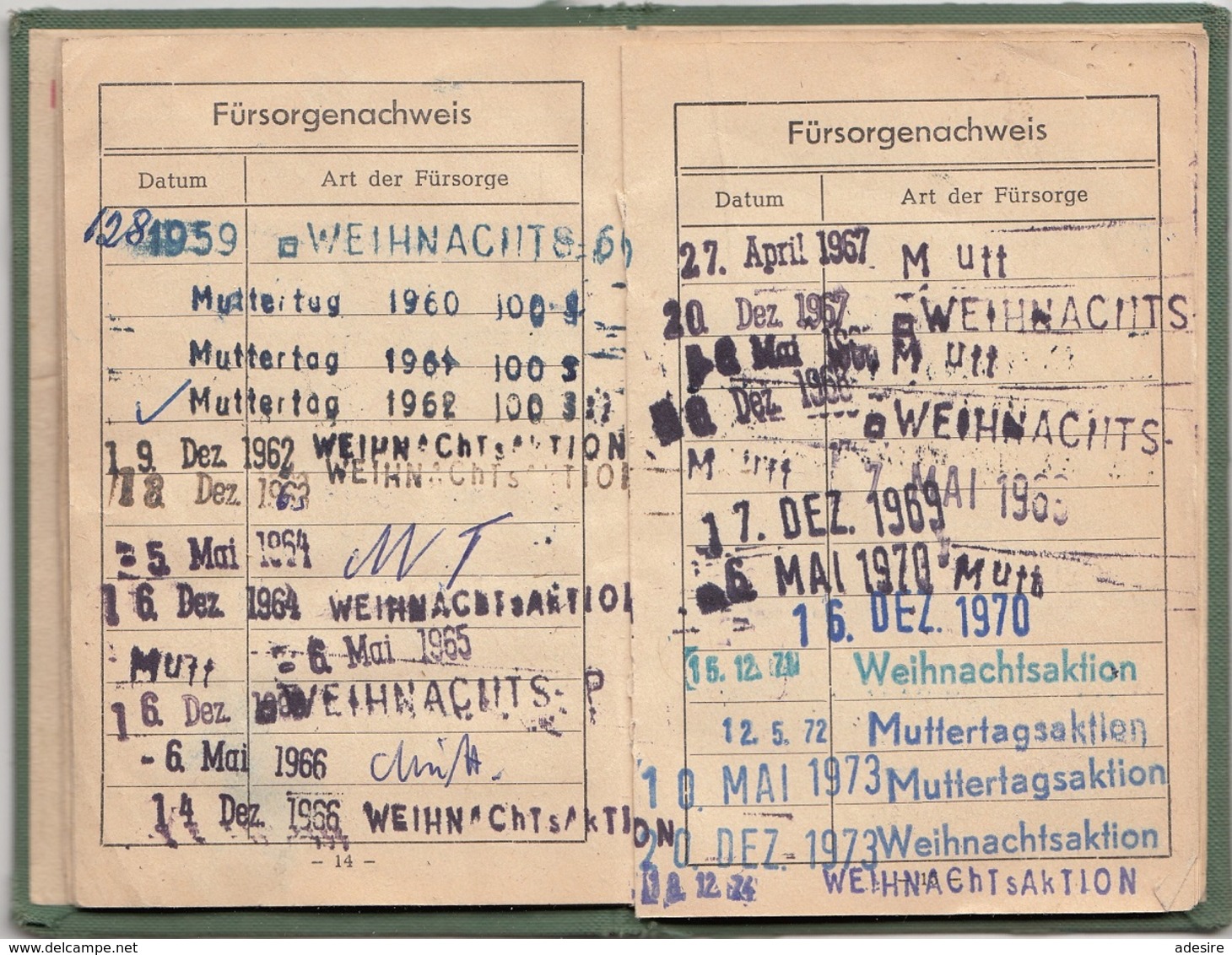 MITGLIEDSBUCH des KRIEGSOPFERVERBANDES für Wien, NÖ u. Burgenland, voll mit Marken und Stempeln, 30 Seiten