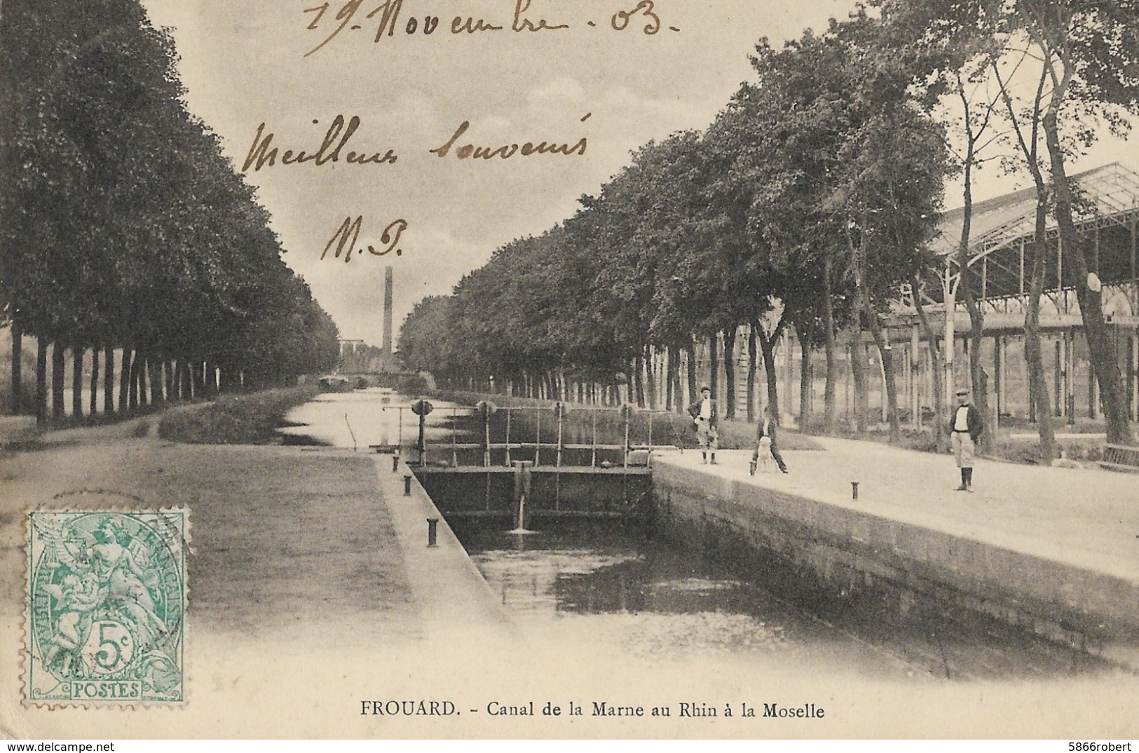 CARTE POSTALE ORIGINALE ANCIENNE : FROUARD LE CANAL DE LA MARNE AU RHIN A LA MOSELLE  ANIMEE MEURTHE ET MOSELLE (54) - Frouard