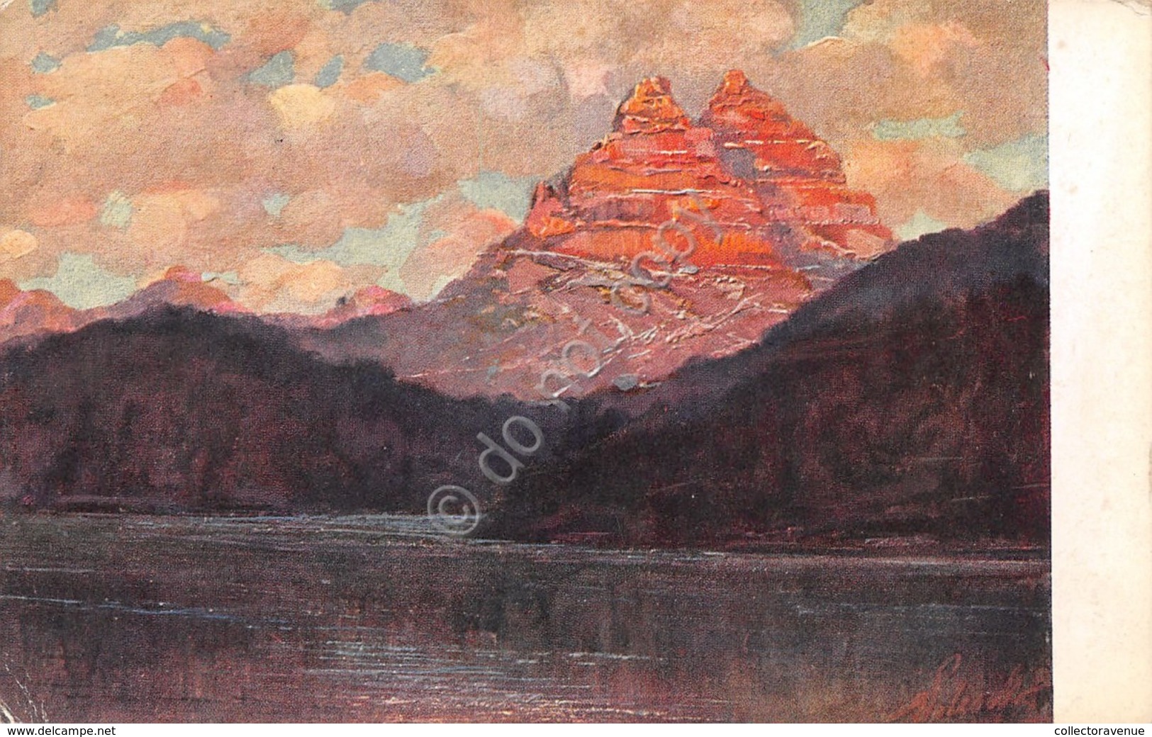 Cartolina Illustrata Polesello Lago Di Misurina  (Illustratori) - Non Classificati