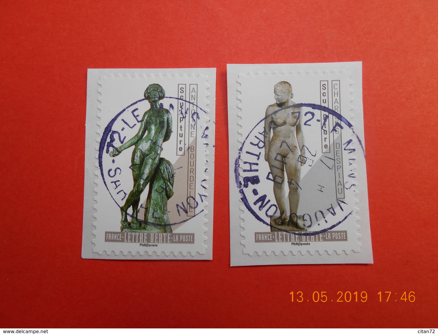 FRANCE 2019  CL074  Du Carnet  LE NU DANS L'ART  (2 Timbres) Beaux Cachets Ronds (A Voyagé) - Oblitérés