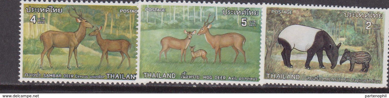 Thailand Animals Tapir Cervus Set Of 3 MNH - Tailandia