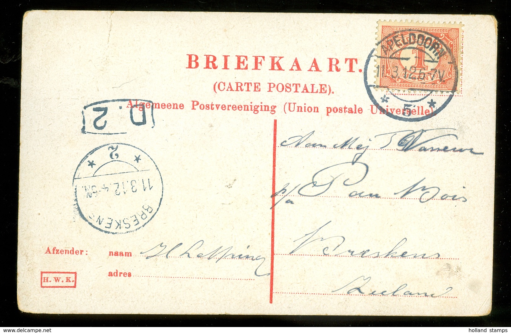 BRIEFKAART Uit 1912 Van APELDOORN Naar BRESKENS * NVPH Nr 51   (11.553j) - Brieven En Documenten