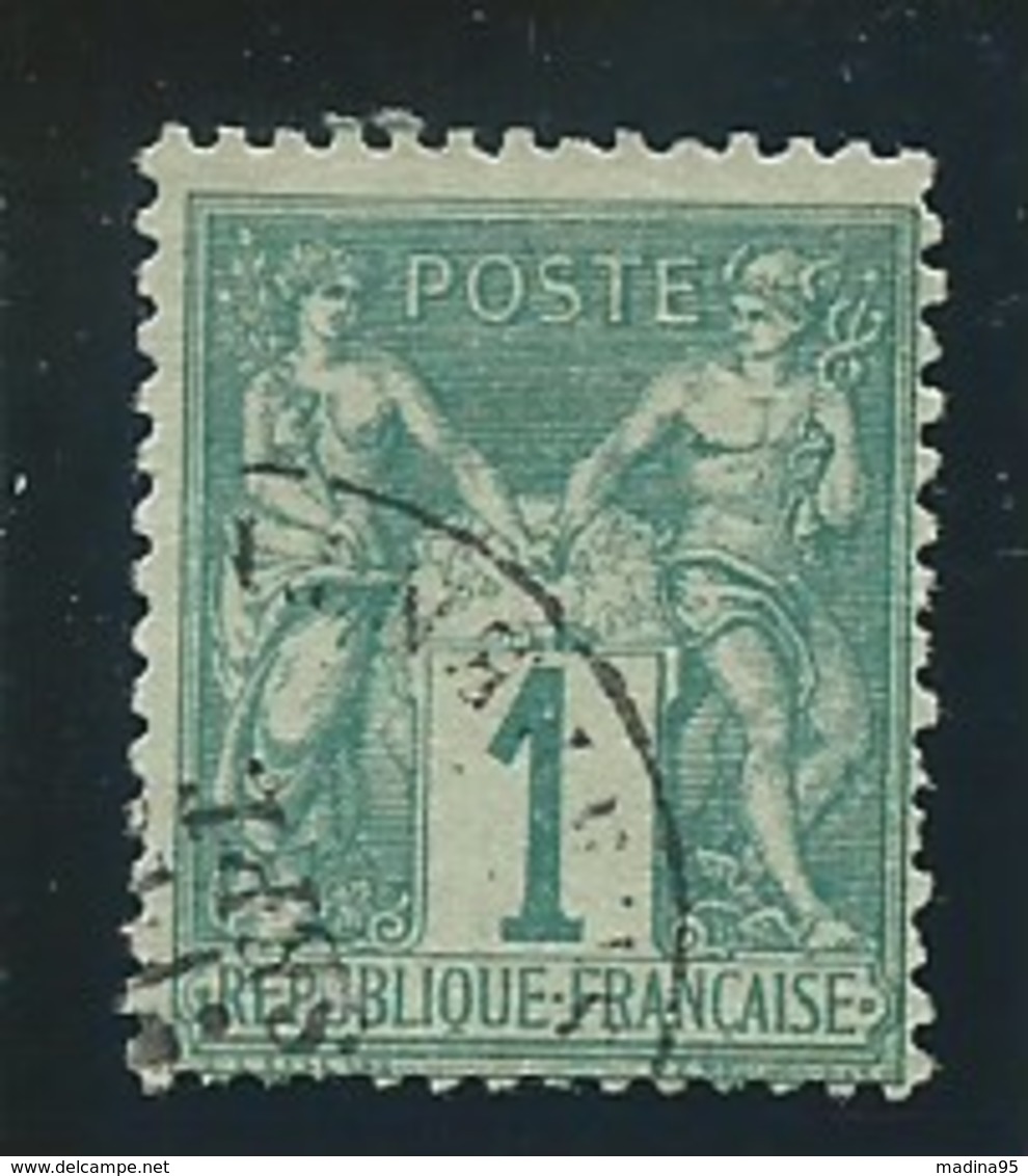 FRANCE: Obl., N° YT 61, Vert, T.I, Dts Faibles, B - 1876-1878 Sage (Typ I)