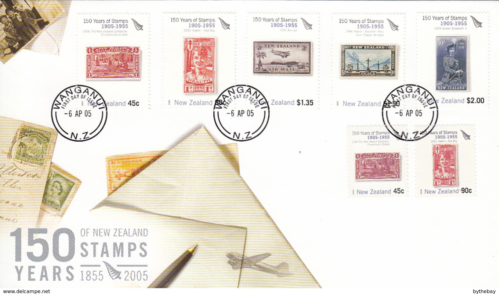 New Zealand 2005 FDC 150 Years Of Stamps 1905-1955 Set Of 7 - FDC