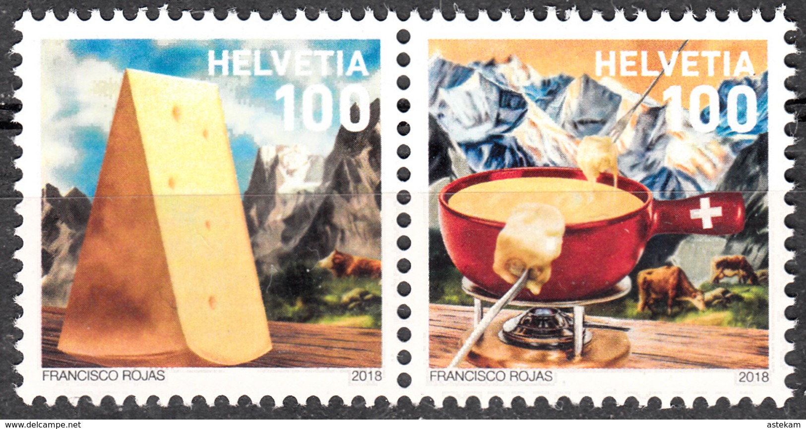 SWITZERLAND 2018, SWISS NATIONAL DISH: CHEESE FONDUE, COMPLETE, MNH SET In GOOD QUALITY, *** - Unused Stamps