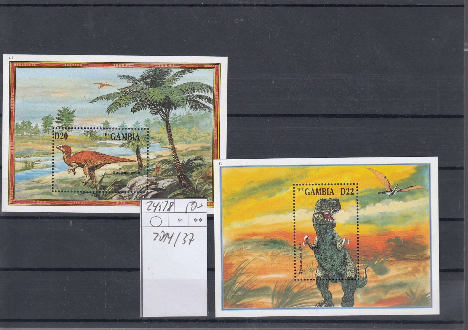 Gambia Michel Cat.No. Mnh/** Sheet 2014/2037 + Sheet 245/248 Dinos - Gambia (1965-...)