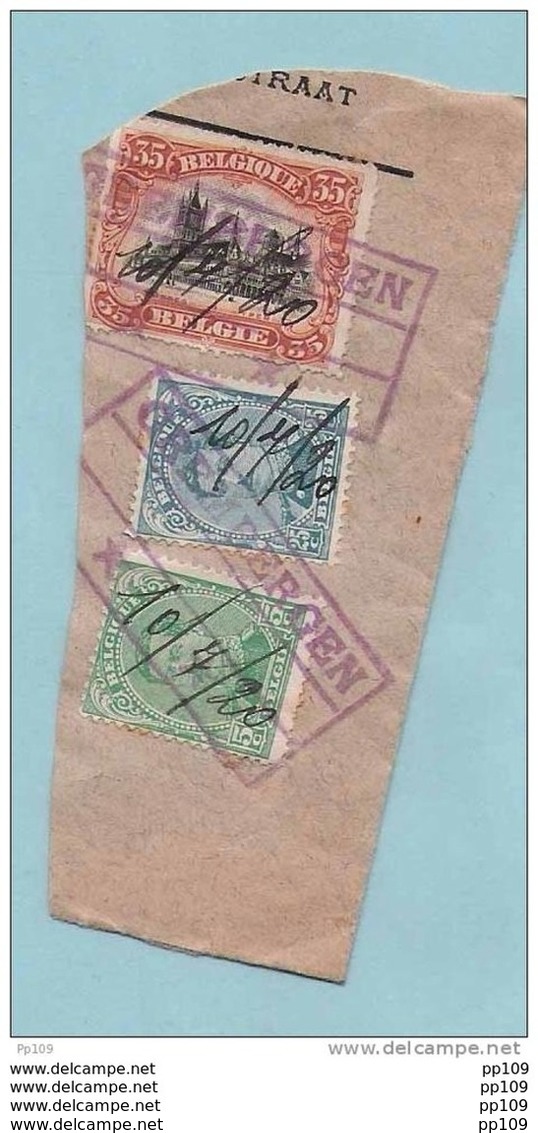 3 TP Sur Fragm.  émission 1915 - Oblitération De Fortune GREMBERGEN  + Mention De La Date Manuscrite 10/7/1920 - Fortune Cancels (1919)