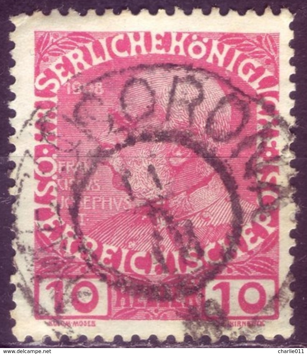 FRANZ JOSEPH - 10 H-POSTMARK MICROCORONA-ITALY-AUSTRIA-1908 - Usados