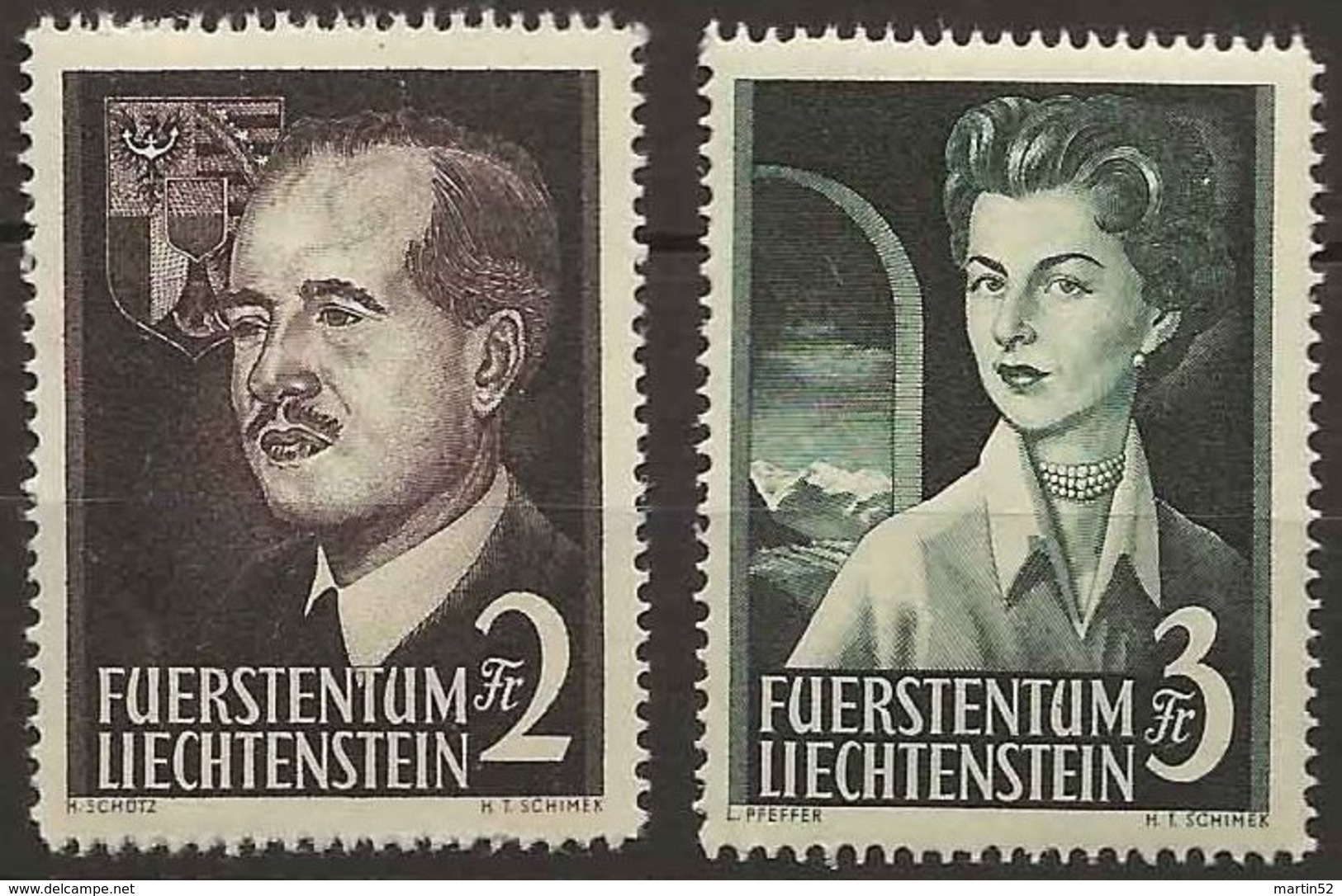 Liechtenstein 1955: Fürstenpaar Zu 276-277 Mi 332-333 Yv 294-295 ** Postfrisch MNH (Zu CHF 250.00) - Neufs