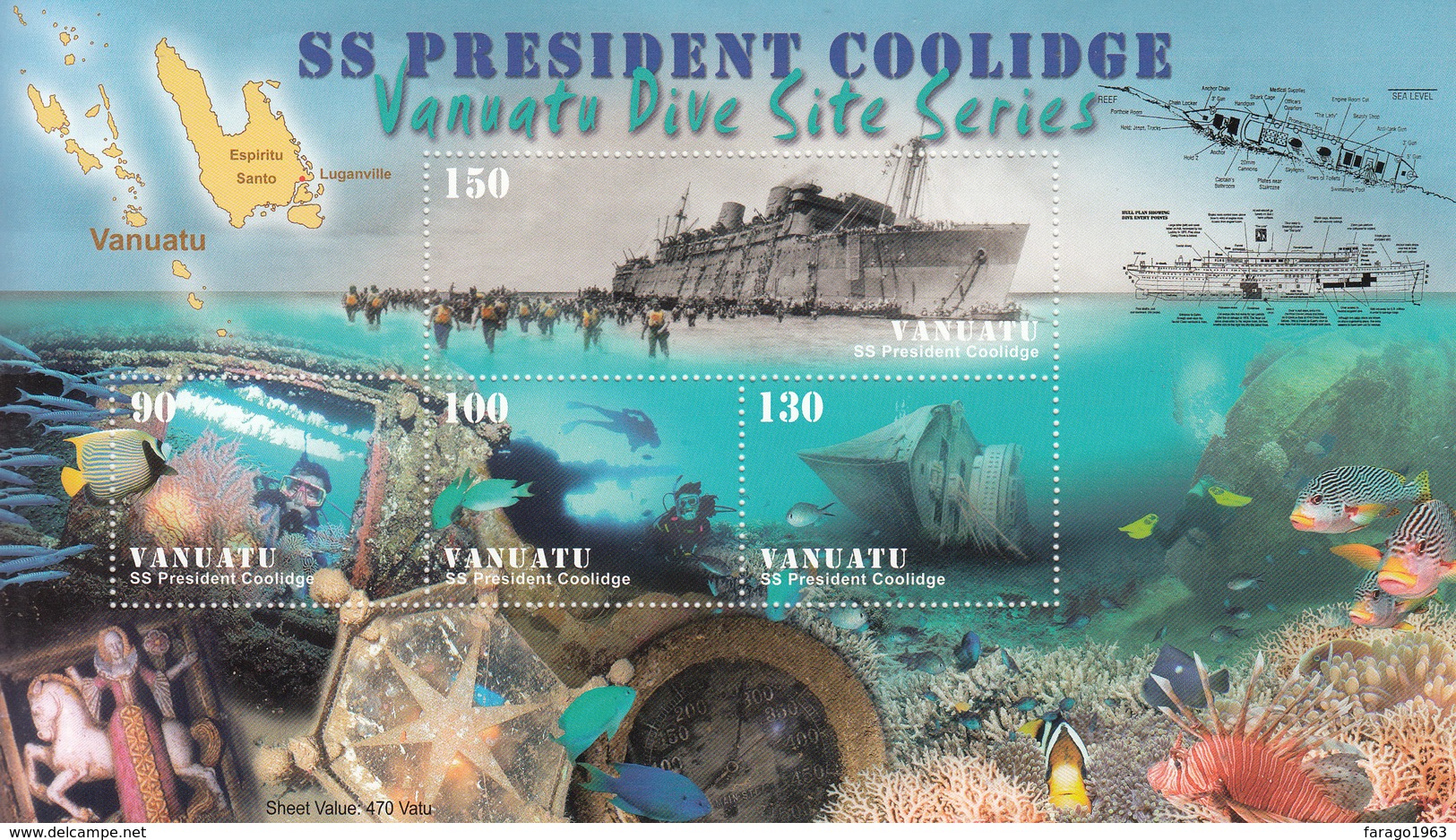 2006 Vanuatu Coolidge WWII Dive Site Fish Souvenir Sheet  MNH - Vanuatu (1980-...)