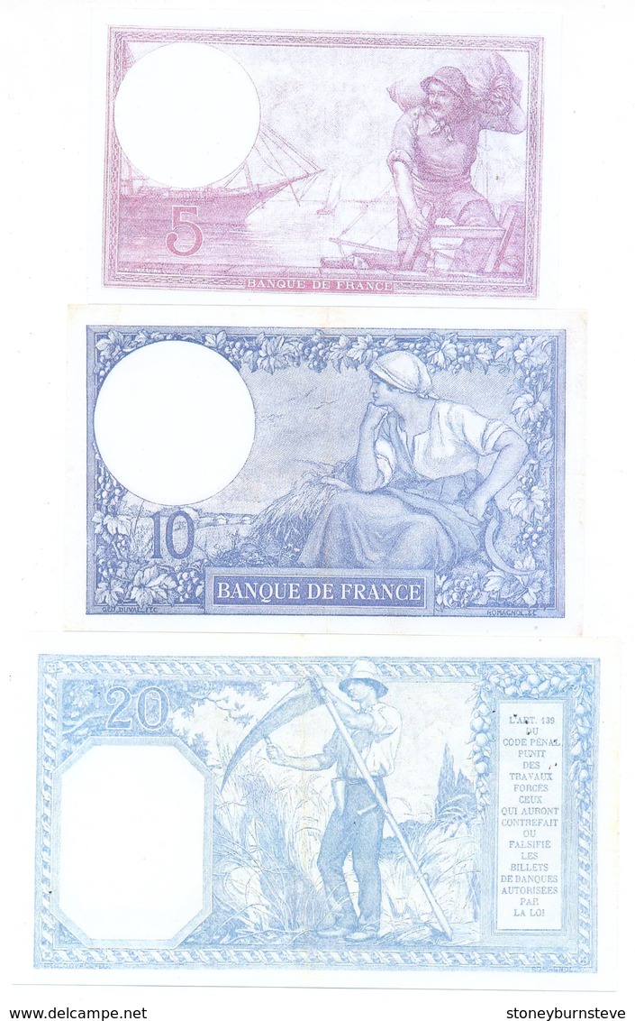 France 7 Note Set 1916-32 COPY - Zonder Classificatie