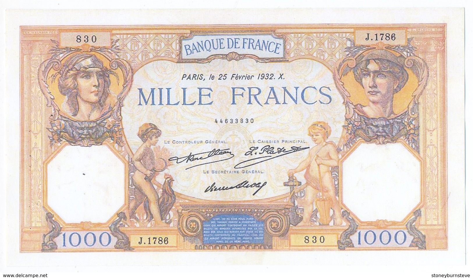 France 7 Note Set 1916-32 COPY - Zonder Classificatie