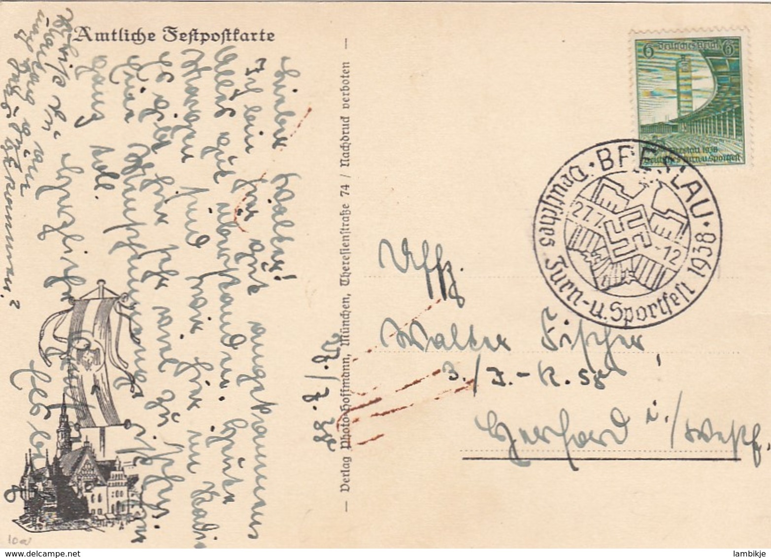 Deutsches Reich Postkarte Propaganda 1938 Bild Adolf Hitler - Briefe U. Dokumente