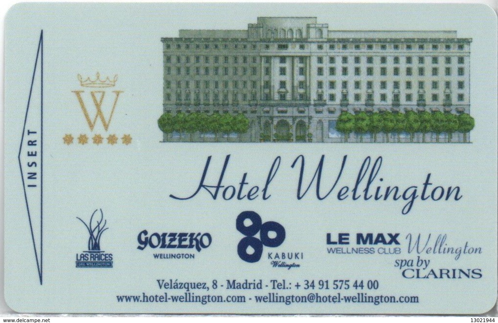 SPAGNA KEY HOTEL  Hotel Wellington ***** ROLEX  - Montejo Joyeros - Sky Dweller - MADRID - Cartes D'hotel