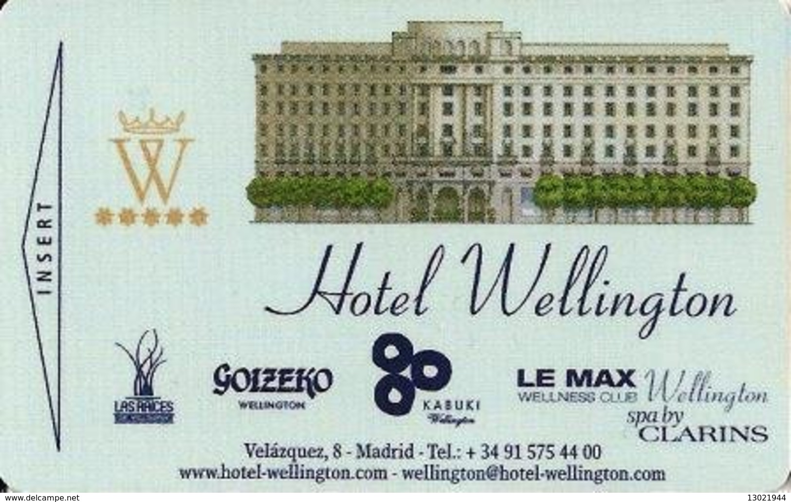 SPAGNA KEY HOTEL  Hotel Wellington - Montejo Joyeros - Datejust La  - ROLEX  - MADRID - Cartes D'hotel