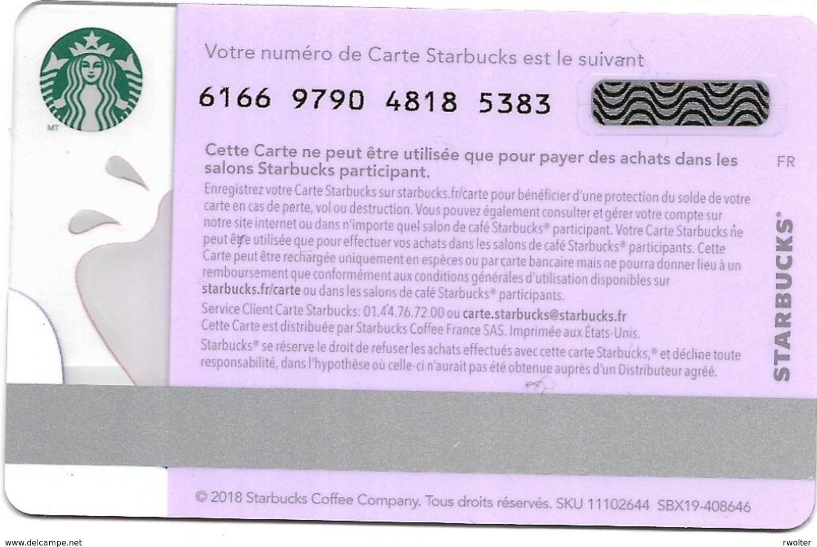 @+  Carte Cadeau - Gift Card : STARBUCKS - FRANCE "Ice Cream" - Code 6166 - Cartes De Fidélité Et Cadeau