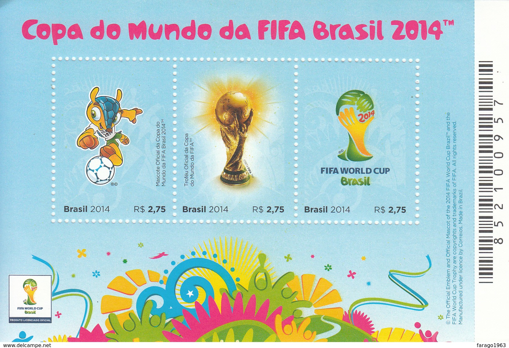 2014 Brazil Brasil World Cup Football  Souvenir Sheet  MNH - Nuovi