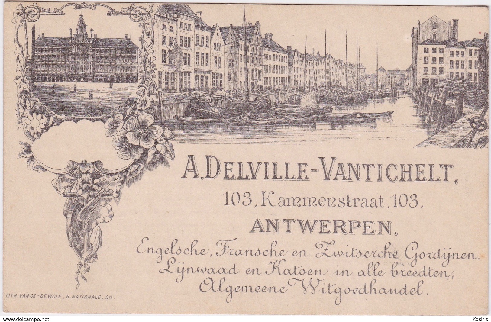 Cpa Reclame, A,Delville -Vantichelt. 103 Kammenstraat Antwerpen, Gordijnen Lijnwaad, En Katoen. Rare. - Antwerpen