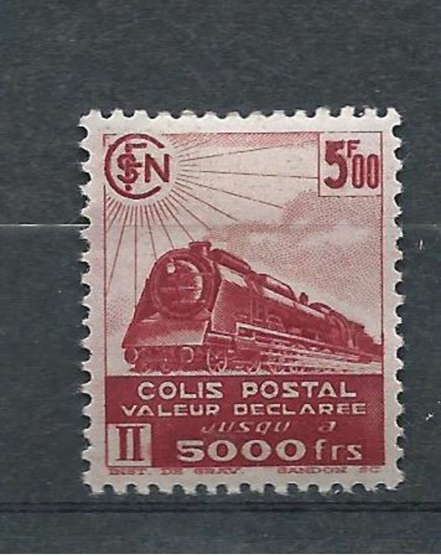 FRANCE - 1942-43 - Colis Postaux - Y.T. N°188B - Sans Filigrane - 5 F. Carmin - Valeur Déclarée - Neuf* - TTB - Mint/Hinged