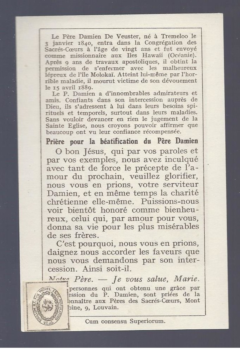 RELIQUIA RELIC RELIQUARY RELIKWIE LE PERE DAMIEN DE VEUSTER APÔTRE DES LEPREUX - Religion & Esotérisme