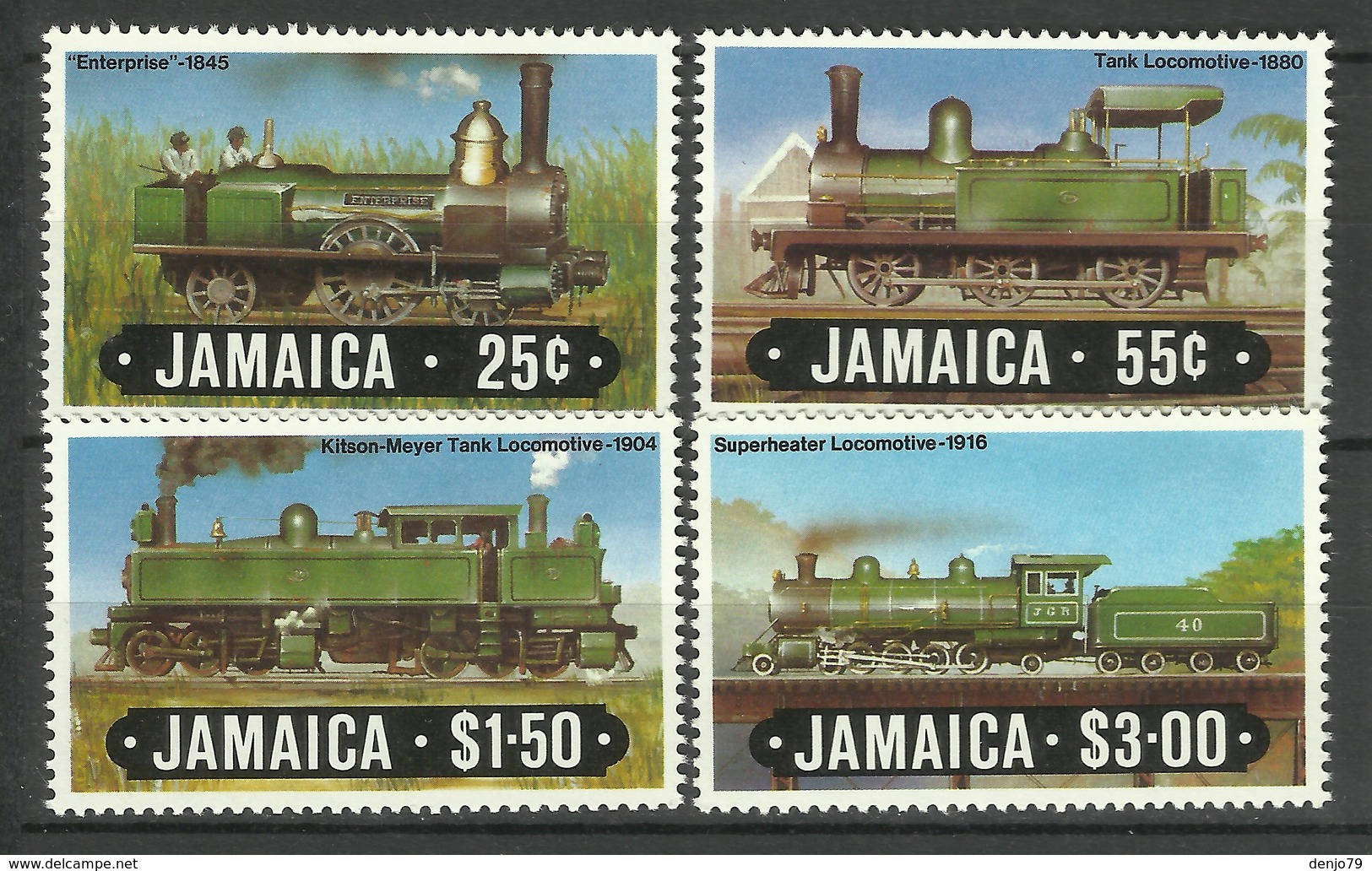 JAMAICA 1984 TRAINS,LOCOMOTIVES SET MNH - Trains