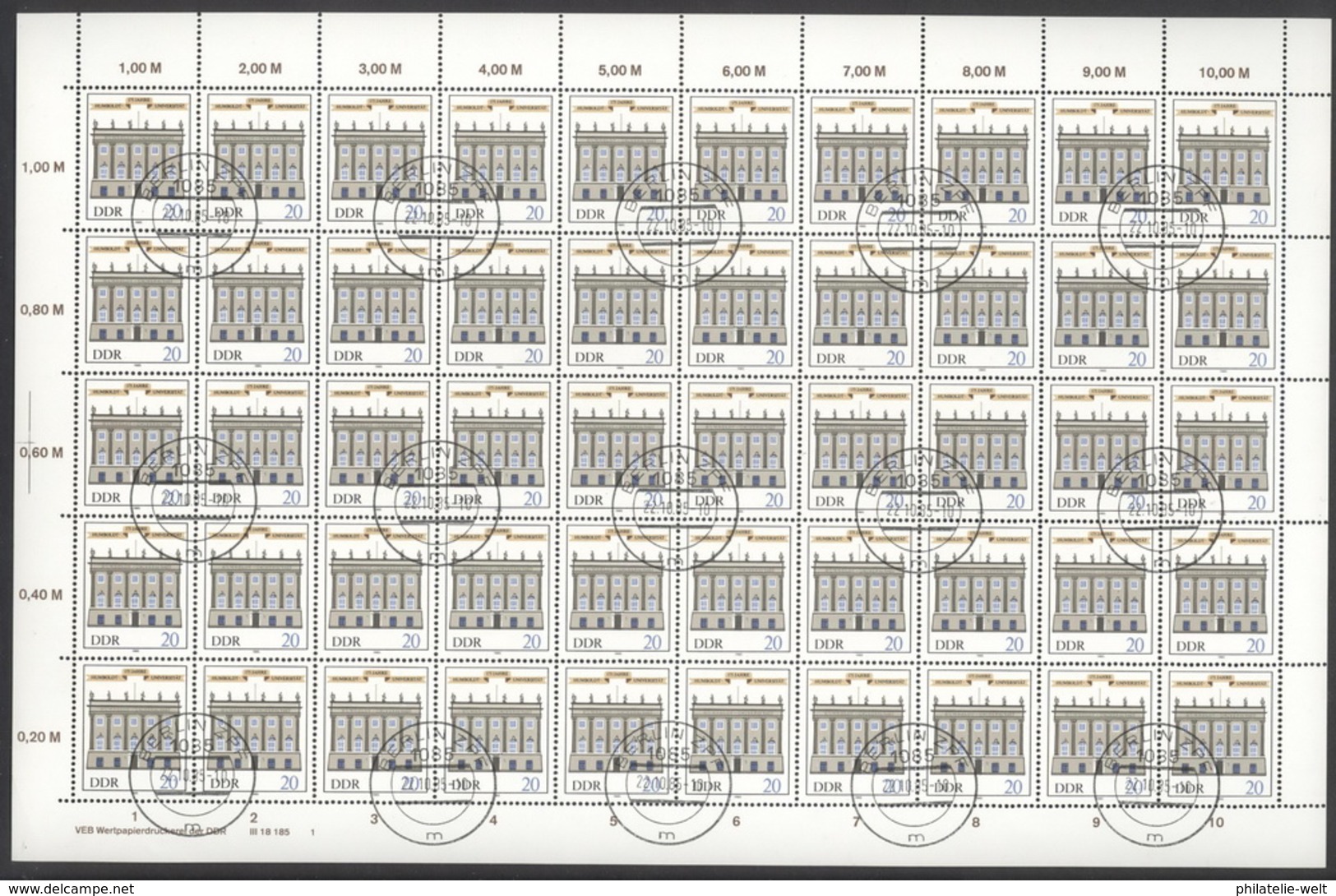 DDR 50x2980 Kompletter Schalterbogen 1 O - Oblitérés