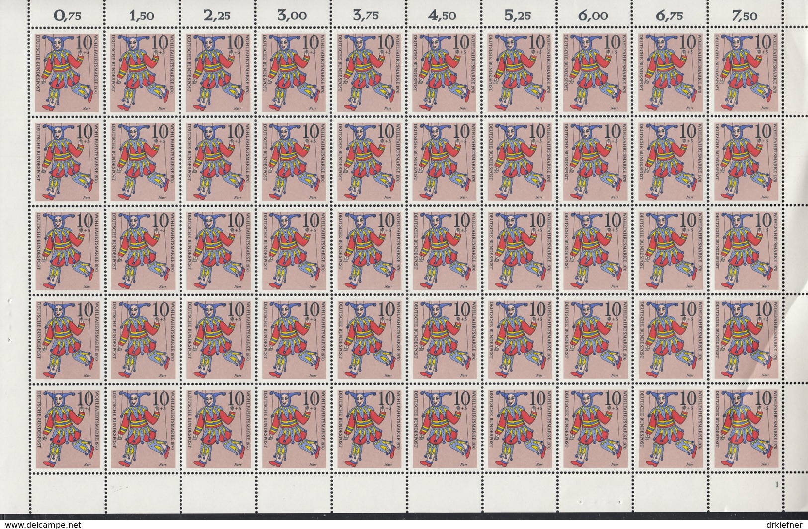 BRD  650-653, 4 Bogen (10x5), Postfrisch **, Formnummer 1-2-2-2, Wohlfahrt: Marionetten 1970 - Other & Unclassified