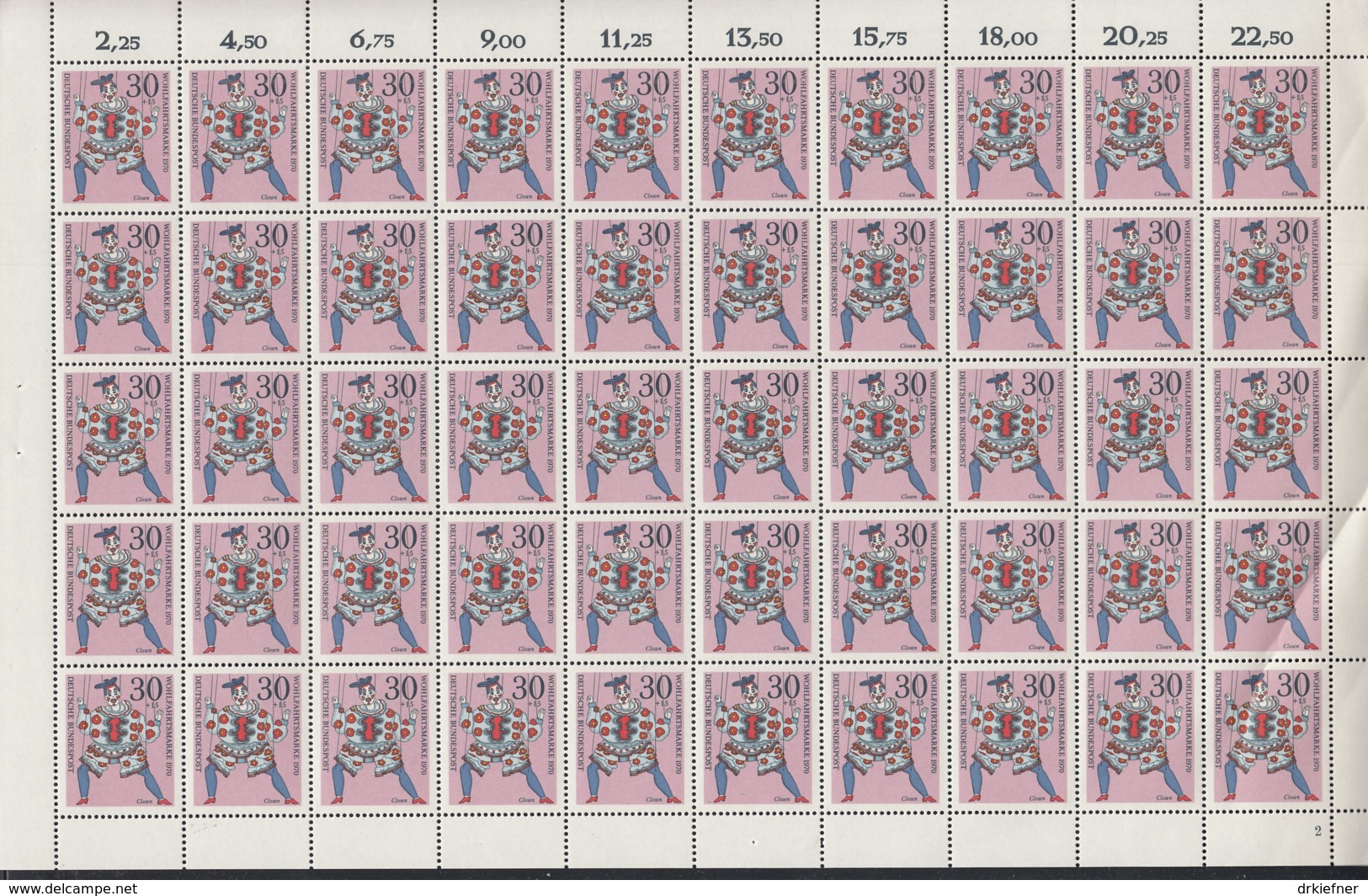 BRD  650-653, 4 Bogen (10x5), Postfrisch **, Formnummer 1-2-2-2, Wohlfahrt: Marionetten 1970 - Other & Unclassified