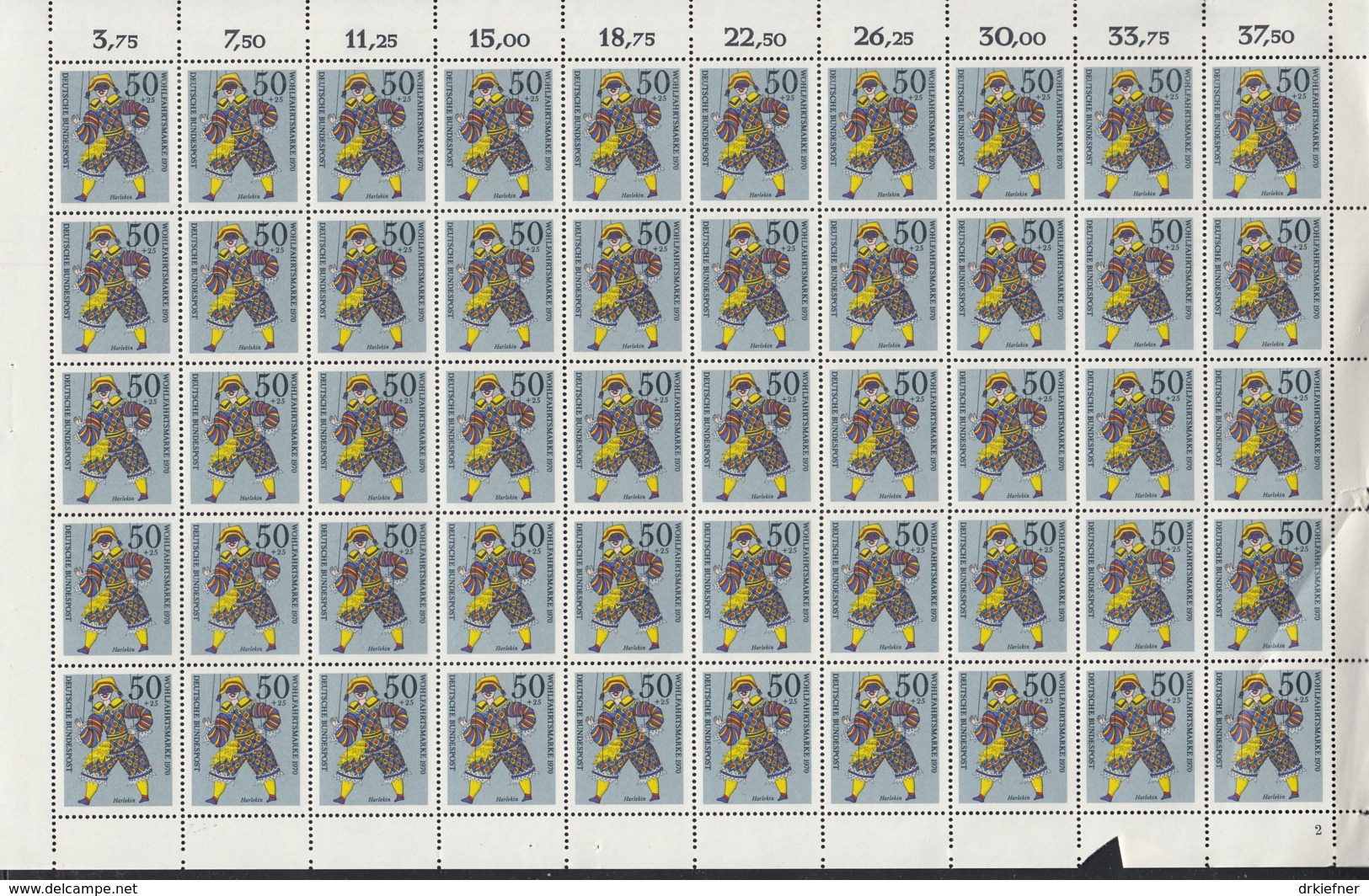 BRD  650-653, 4 Bogen (10x5), Postfrisch **, Formnummer 1-2-2-2, Wohlfahrt: Marionetten 1970 - Other & Unclassified
